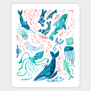 Watercolor Arctic Mammals and Fish Magnet